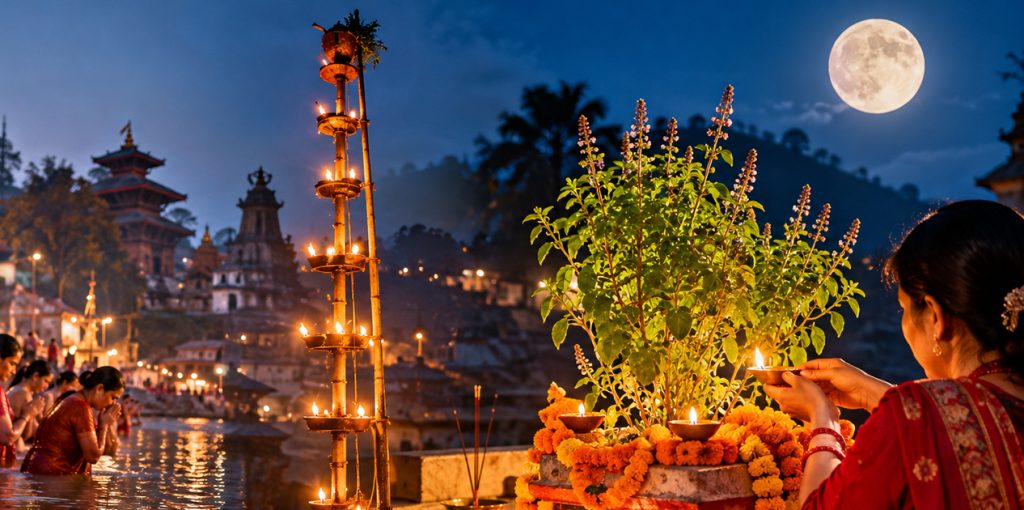 कात्तिक स्नान, तुलसी पूजा र आकाशदीपदान आजदेखि सुरु